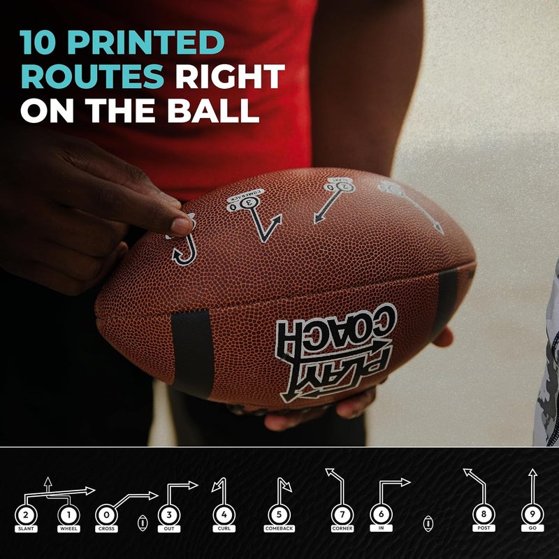 PlayCoach Youth Football in Junior & Peewee Sizes with 10 Basic Passing Routes for Kids 6 to 12 - Endorsed by Drew Brees, Leather Kids and Beach Football, Junior and Peewee Sizes - Image 3