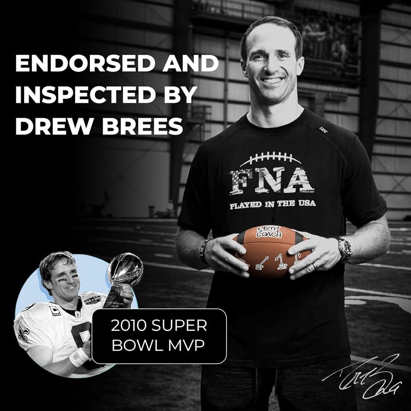 PlayCoach Youth Football in Junior & Peewee Sizes with 10 Basic Passing Routes for Kids 6 to 12 - Endorsed by Drew Brees, Leather Kids and Beach Football, Junior and Peewee Sizes - Image 4