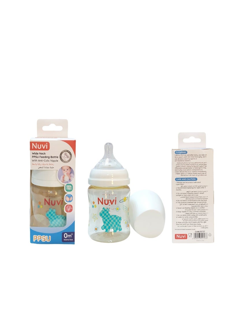 نوفي زجاجة رضاعة بلاستيكية من Nuvi PPSU ذات عنق عريض، 150 مل، للأطفال من عمر 0 ​​أشهر فما فوق - Image 2