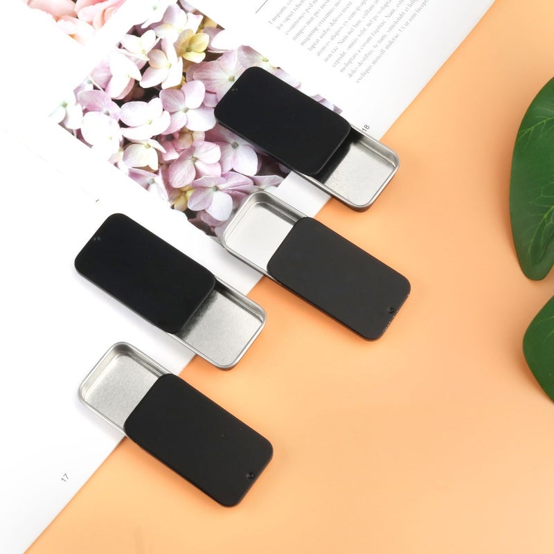 Cositina 20 Pack Metal Slide Top Tin Containers Rectangular Small Tin Containers for Lip Balm Crafts Candies Jewelry Pills Storage - Black - Image 5