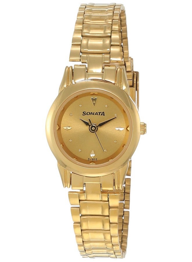 سوناتا ساعة سوناتا كوارتز أنالوج بمينا شامبانيا وسوار من الفولاذ المقاوم للصدأ للنساء - NS8925YM02W - Image 1