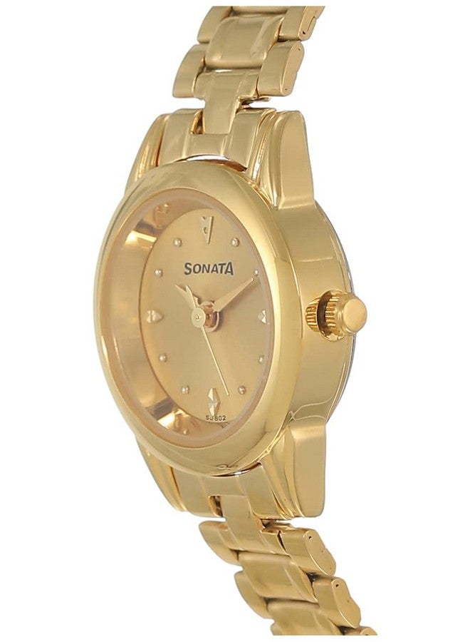 سوناتا ساعة سوناتا كوارتز أنالوج بمينا شامبانيا وسوار من الفولاذ المقاوم للصدأ للنساء - NS8925YM02W - Image 2