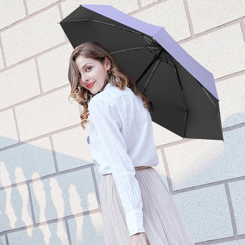 KEEKOS Umbrella, UV Big Size Umbrella for Sun Protection Rain Windproof Strong large 2 fold for men women kids boys girls Perfect small & stylish Windproof & Compact (Black.) - Image 5