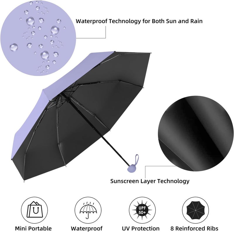 KEEKOS Umbrella, UV Big Size Umbrella for Sun Protection Rain Windproof Strong large 2 fold for men women kids boys girls Perfect small & stylish Windproof & Compact (Black.) - Image 3