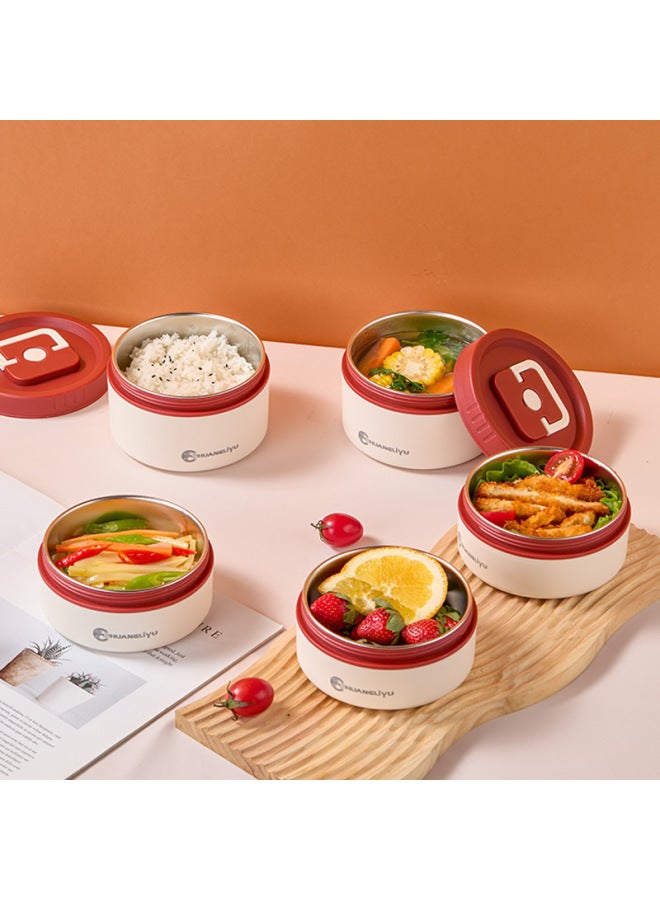 316 Stainless Steel Insulated Lunch Box With Lid Canteen Office Student Microwave Heating Lunch Box Outdoor Lunch Box-Specifications:620ml+620ml Two Packs [tableware + Thermal Bag]  - Image 5
