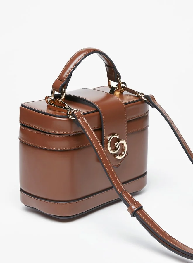 Celeste Women's Solid Box Shaped Satchel Bag with Top Handle and Detachable Strap
