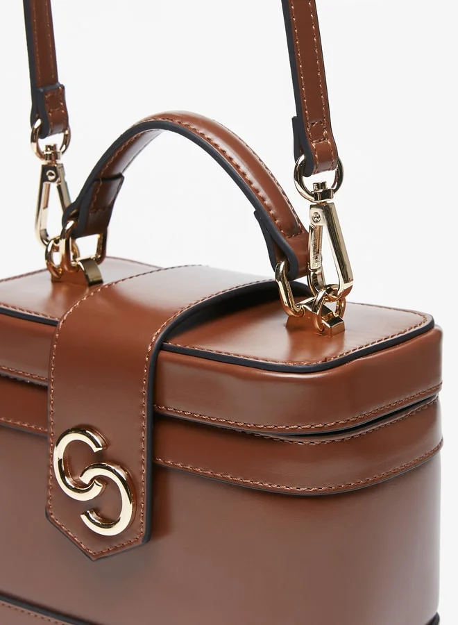 Celeste Women's Solid Box Shaped Satchel Bag with Top Handle and Detachable Strap