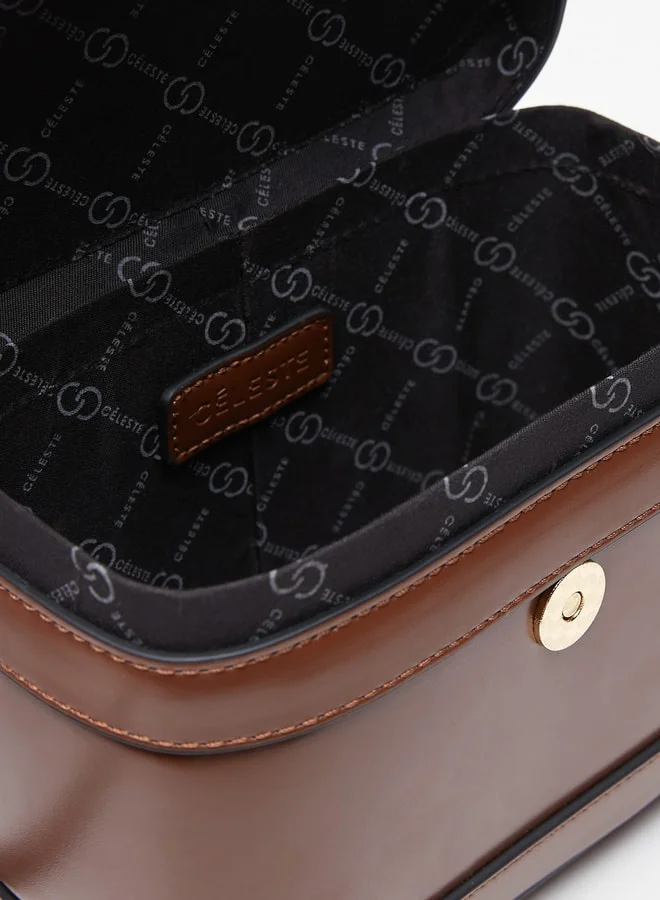 Celeste Women's Solid Box Shaped Satchel Bag with Top Handle and Detachable Strap