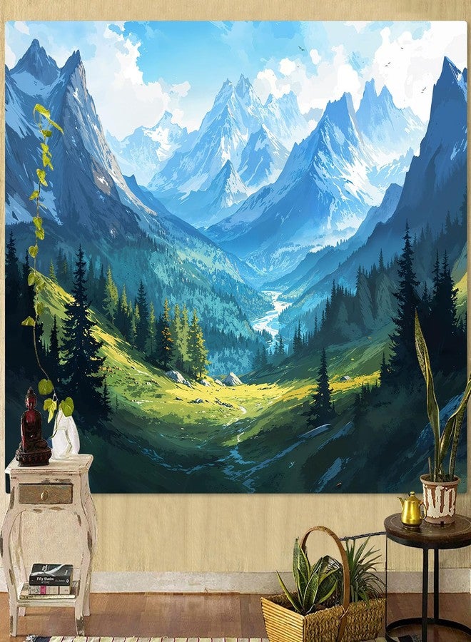 Kanuyee Mountain Tapestry Watercolor Landscape Wall Tapestry, Nature Tapestries for Bedroom Ceiling Tapestries Wall Hanging for Bedroom Living Room Wall Decor Mountain-3 44"x60" - Image 1
