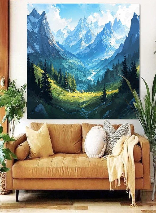 Kanuyee Mountain Tapestry Watercolor Landscape Wall Tapestry, Nature Tapestries for Bedroom Ceiling Tapestries Wall Hanging for Bedroom Living Room Wall Decor Mountain-3 44"x60" - Image 4