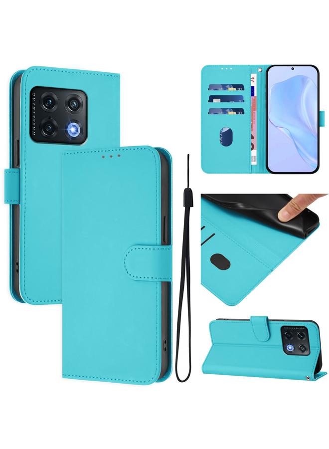S-TOP Case For OnePlus 10 Pro 5G Skin Feel Solid Color Leather Phone Case with Lanyard - Image 1