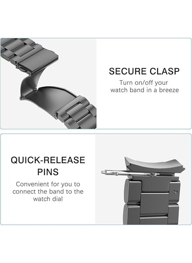 ELTRAZONE Stylish Gray Stainless Steel Metal Band for Samsung Galaxy Watch 7FE/6/5/4 & Watch 5 Pro/6 Classic/4 Classic – Seamless No Gap Design for Various Sizes - Image 4