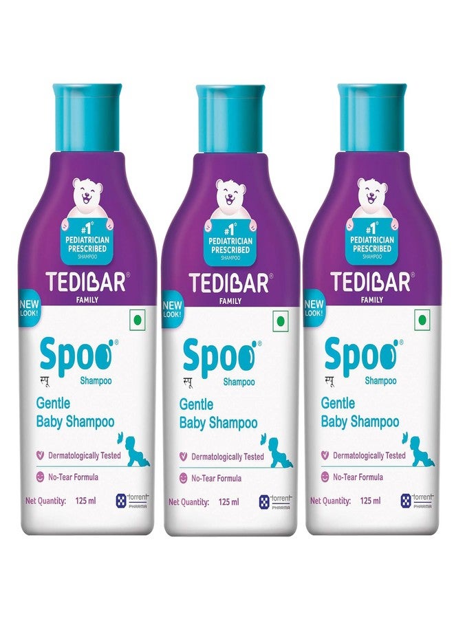 Spoo Shampoo No-Tear Formula Baby Shampoo 125 Ml (Pack Of 3) From Tedibar Family | Gentle On Scalp | No. 1 Pediatrician Prescribed Shampoo* - By Torrent Pharma
