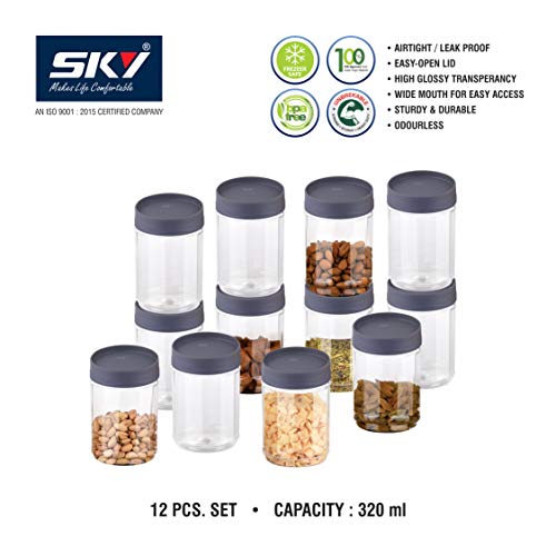 Sky Octave Celebration 12 Pcs with Inter-Stackable Lid Storage Pet Container Gift Set for Kitchen,(320 ml x 12,Grey) - Image 5