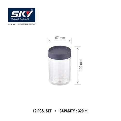 Sky Octave Celebration 12 Pcs with Inter-Stackable Lid Storage Pet Container Gift Set for Kitchen,(320 ml x 12,Grey) - Image 3