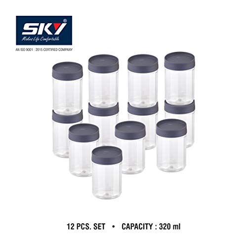 Sky Octave Celebration 12 Pcs with Inter-Stackable Lid Storage Pet Container Gift Set for Kitchen,(320 ml x 12,Grey) - Image 2