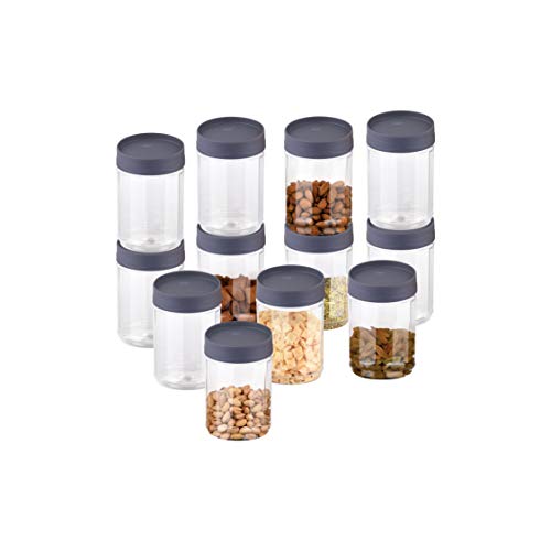 Sky Octave Celebration 12 Pcs with Inter-Stackable Lid Storage Pet Container Gift Set for Kitchen,(320 ml x 12,Grey) - Image 1