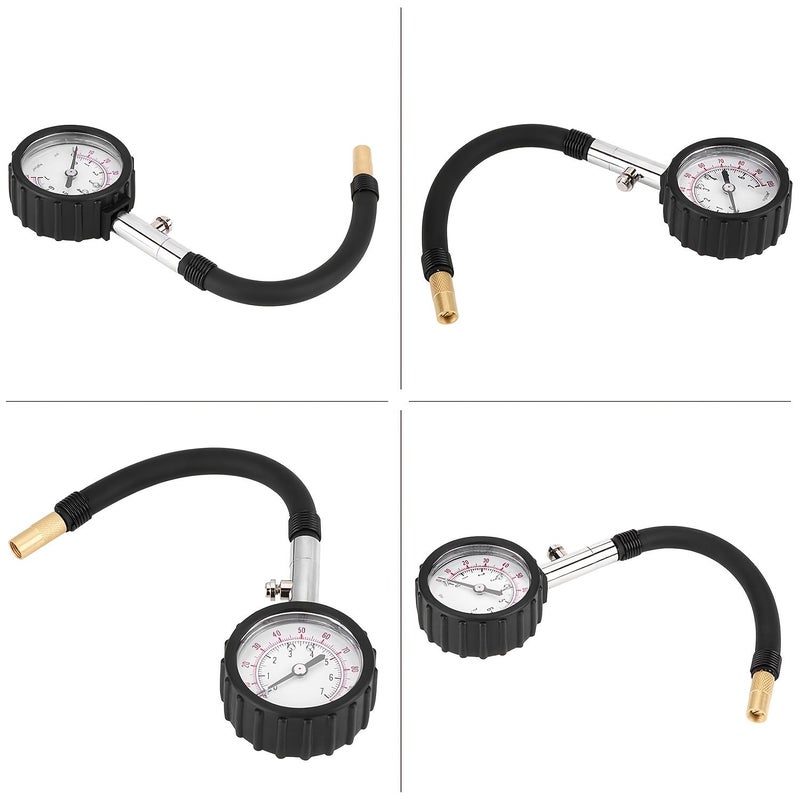 1pc Flexible Hose Tire Pressure Meter Three In One Inflator With Chuck And Gauge Air Tools For Testing Motorcycle And Vehicle Tires - Image 4