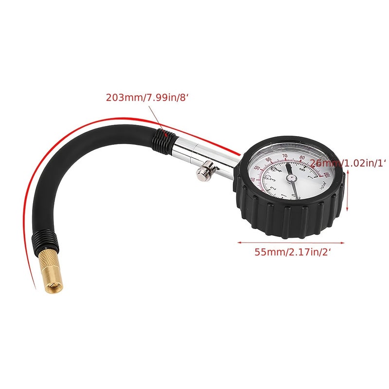 1pc Flexible Hose Tire Pressure Meter Three In One Inflator With Chuck And Gauge Air Tools For Testing Motorcycle And Vehicle Tires - Image 2