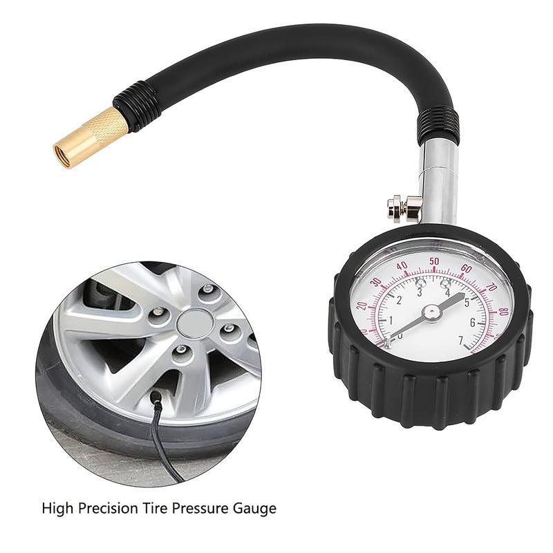 1pc Flexible Hose Tire Pressure Meter Three In One Inflator With Chuck And Gauge Air Tools For Testing Motorcycle And Vehicle Tires - Image 3