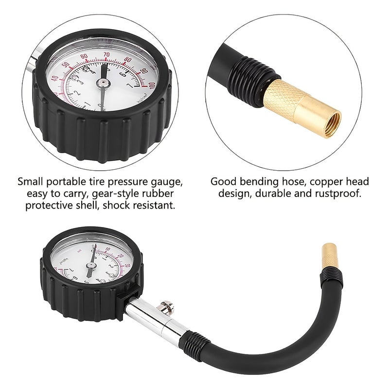 1pc Flexible Hose Tire Pressure Meter Three In One Inflator With Chuck And Gauge Air Tools For Testing Motorcycle And Vehicle Tires - Image 5