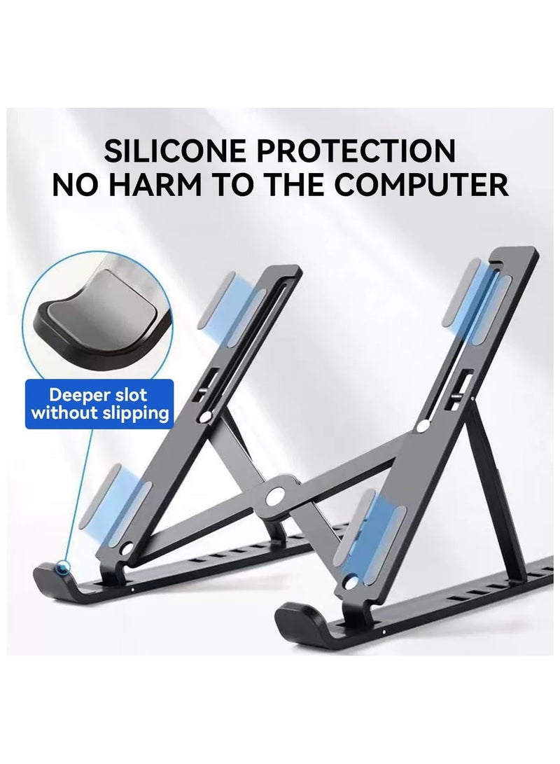 Generic Laptop Stand for Desk, Adjustable Laptop Riser, Foldable Portable Laptop Holder, Ventilated Cooling Notebook Stand, for MacBook Pro Air, Lenovo, Dell, HP, Laptops,Tablet, ABS+Silicone Materials  - Image 3