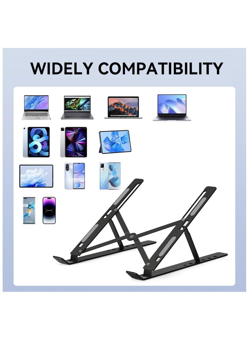 Generic Laptop Stand for Desk, Adjustable Laptop Riser, Foldable Portable Laptop Holder, Ventilated Cooling Notebook Stand, for MacBook Pro Air, Lenovo, Dell, HP, Laptops,Tablet, ABS+Silicone Materials  - Image 5