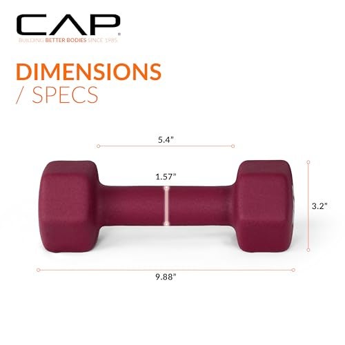 CAP Barbell Neoprene Dumbbell Weights, 10 lb Pair, Crimson - Image 3