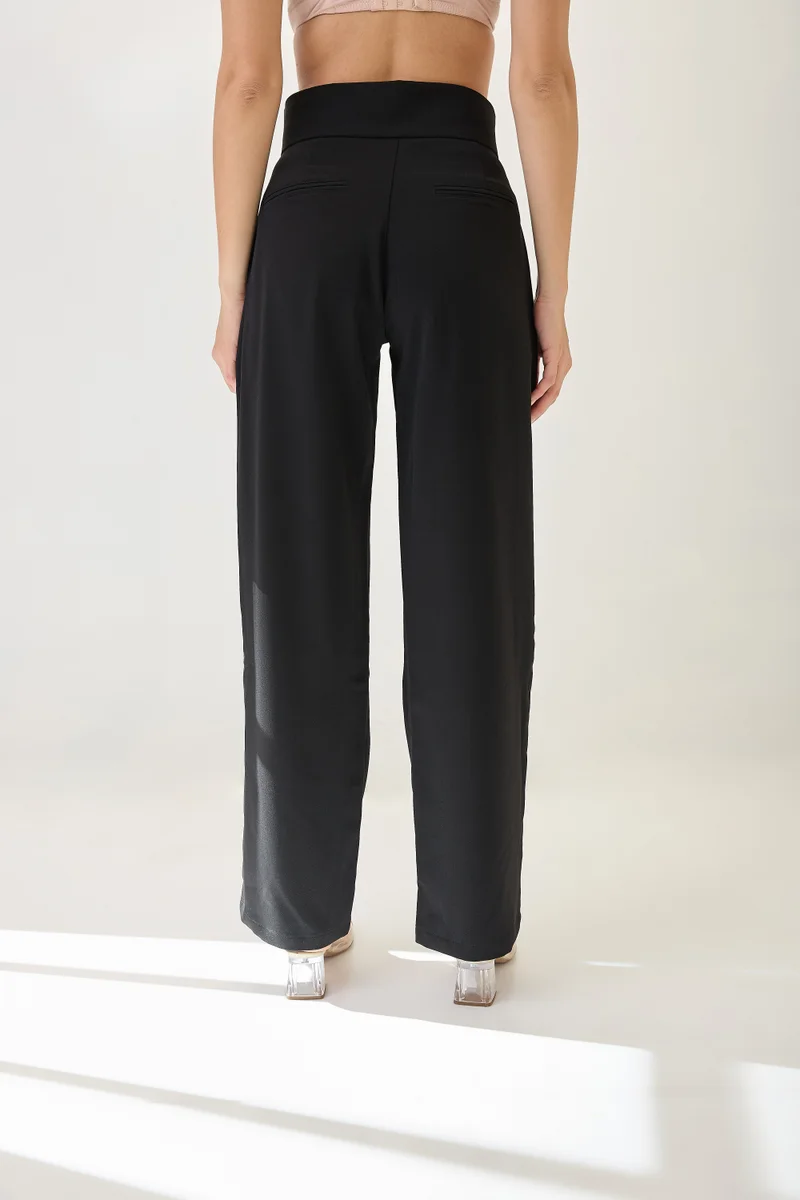 globus Women Mid-Rise Pleated Formal Korean Pants