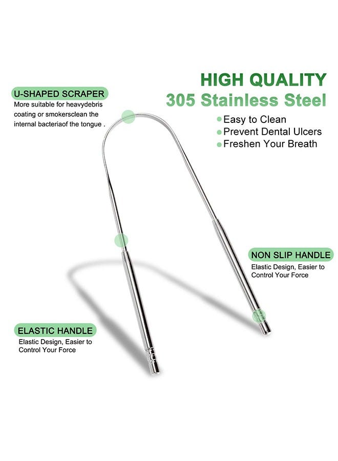 general Tongue Scraper, Stainless Steel Tongue Cleaner Reusable Professional Tongue Cleaners with Travel Case Box, Tongue Brush Cleaner Oral Cleaning 3 Pieces Tools,silver - Image 5