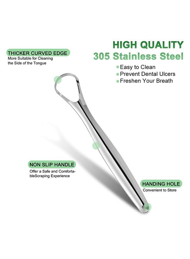 general Tongue Scraper, Stainless Steel Tongue Cleaner Reusable Professional Tongue Cleaners with Travel Case Box, Tongue Brush Cleaner Oral Cleaning 3 Pieces Tools,silver - Image 4
