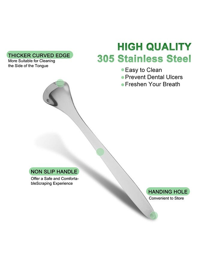 general Tongue Scraper, Stainless Steel Tongue Cleaner Reusable Professional Tongue Cleaners with Travel Case Box, Tongue Brush Cleaner Oral Cleaning 3 Pieces Tools,silver - Image 3