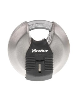 Master Lock Durable Stainless Steel Magnum Discus Padlock Silver and Black 80 mm M50XKADCCSEN  - Image 1