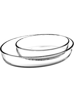 Borcam Brocam 2-Piece Oval Pyrex Heat-Resistant Glass Tray Set, 2 Sizes, Made in Turkey  - Image 2