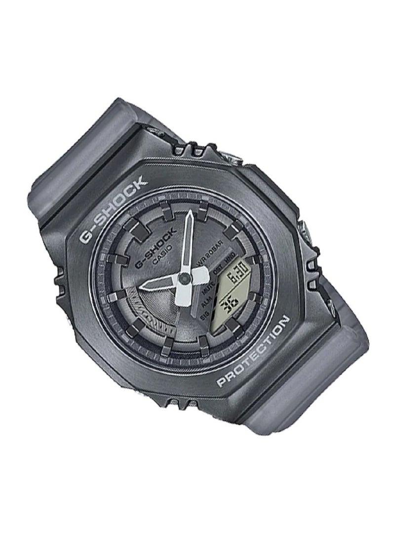 Casio Men Watch G-Shock Analog Digital Metal Covered Grey Dial Resin Band GM-S2100MF-1ADR. - Image 2