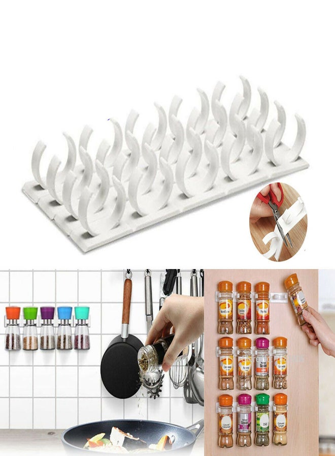 20Pcs Kitchen Spice Jar Rack Adhesive Seasoning Bottle Storage Holder Cabinet Organizer Wall Cabinet Door Hanging Spice Jars Clip Hooks - Image 2