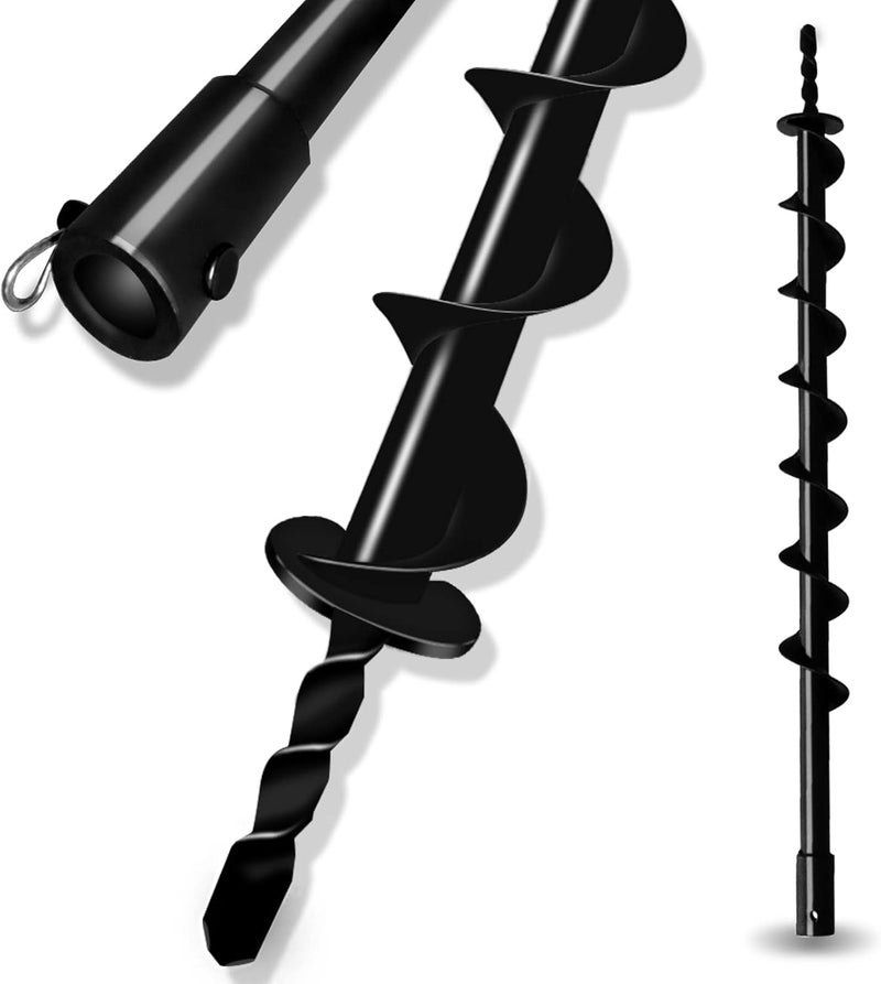 Longrun Post Hole Digger 0.79"(20mm) Inner Shaft Head Earth Auger Drill Bit, Fence Hole Digger Solid Spiral Augers, Garden Hole Digging Drill Bit for Planting Trees, Bulb, Earth Burrowing-2" x 31.5" - Image 1