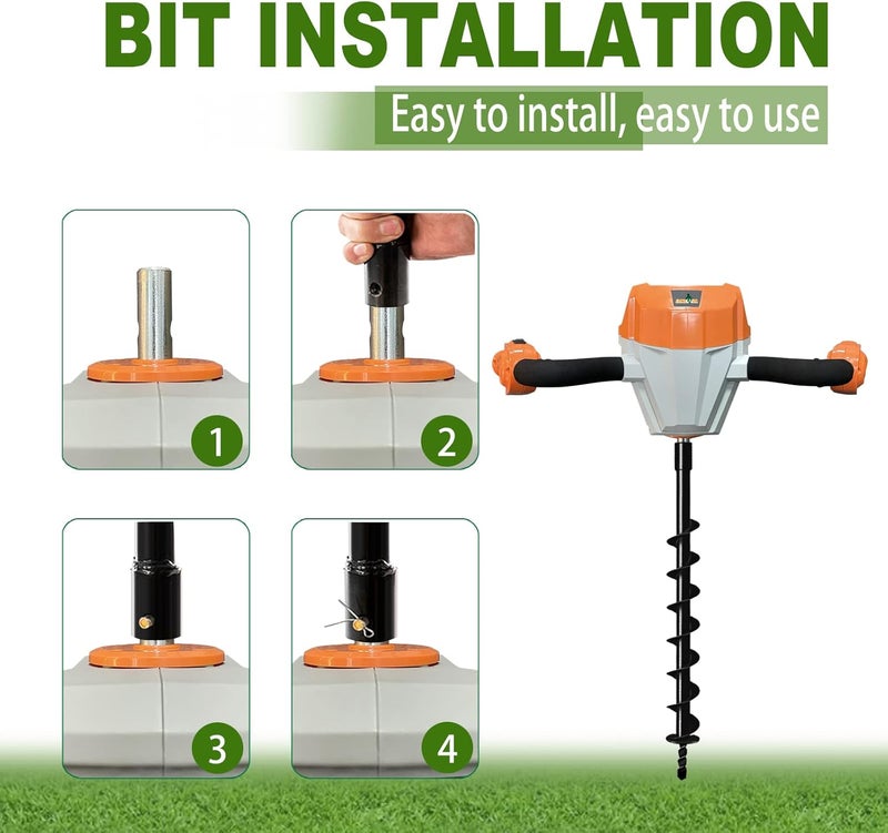 Longrun Post Hole Digger 0.79"(20mm) Inner Shaft Head Earth Auger Drill Bit, Fence Hole Digger Solid Spiral Augers, Garden Hole Digging Drill Bit for Planting Trees, Bulb, Earth Burrowing-2" x 31.5" - Image 3