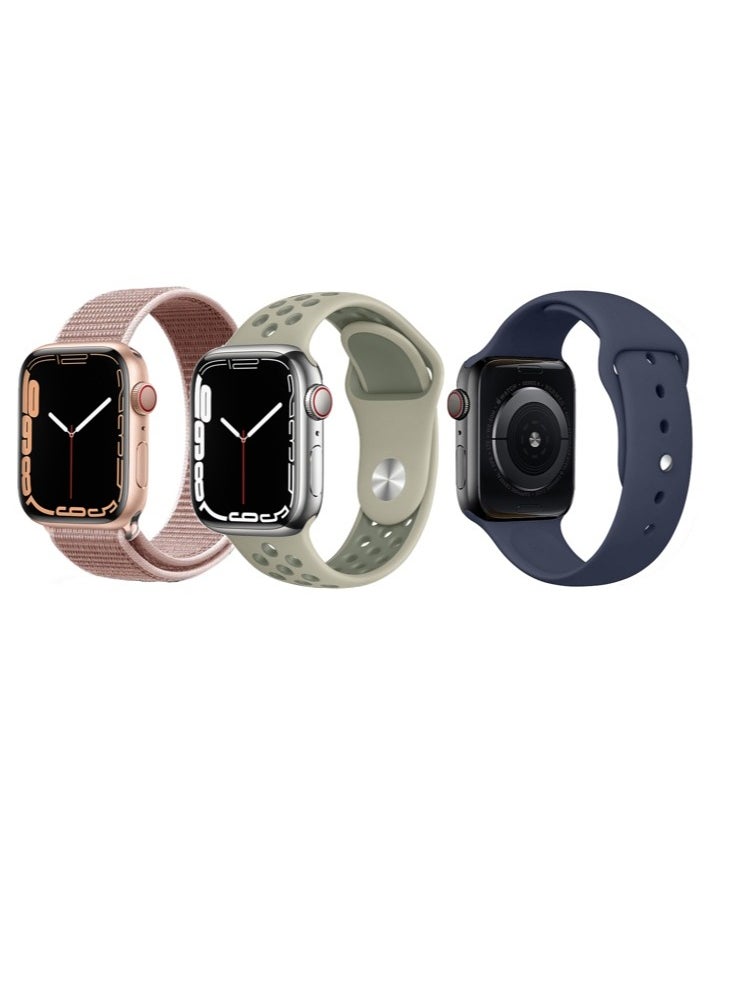 Perfii - 3pcs Watch Bands Replacement for Apple Watch Strap Compatible with Apple Watch 49/46/45/44/42mm Series 10/9/8/7/6/5/4/SE/Ultra - Image 1