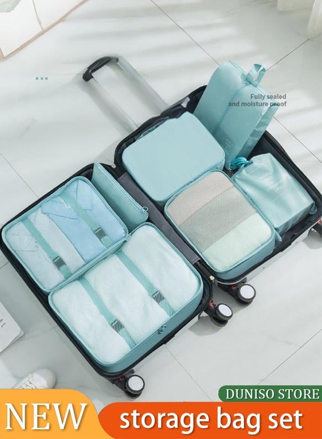 DUNISO Packing Cubes Travel Organizer 7PCS for Carry on Luggage Multi-Functional Compression Organizer Bags Clothing Sorting Packages Travel Packing Pouches for Man & Women Travel Essentials-Green - Image 1