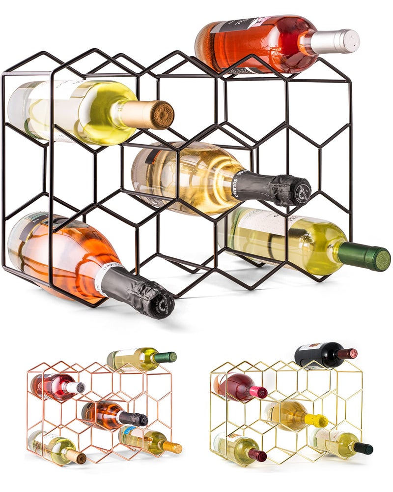 Gusto Nostro Countertop Wine Rack - 14 Bottle Freestanding Modern Black Metal Small - 3 Tier Tabletop Wine Holder Stand for Cabinet, Pantry - Wine Racks Countertop - No Assembly Required - Image 1