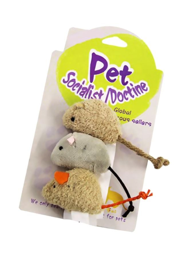 Pack Of 3 Stuffed Mouse Toy Beige/Grey