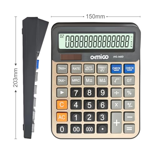 AMIGO MI-140D Desktop Engineering Calculator, Large 14-Digit Display, Dual Power, Tax and Business Functions, Gray - Image 3