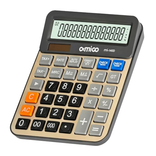 AMIGO MI-140D Desktop Engineering Calculator, Large 14-Digit Display, Dual Power, Tax and Business Functions, Gray - Image 1