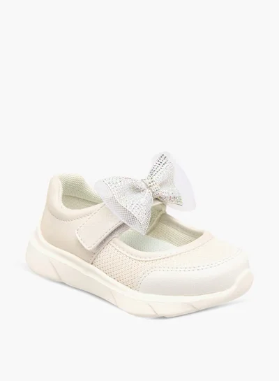 Barefeet Girls Embellished Bow Sneakers With Hook And Loop Closure