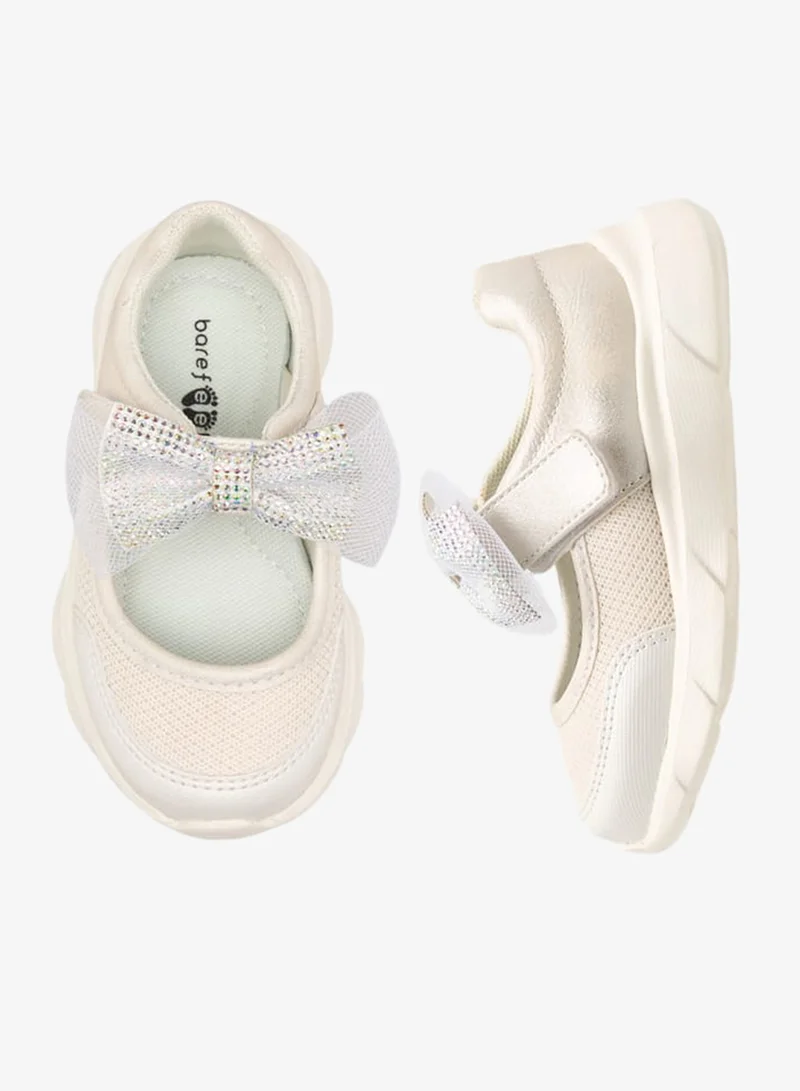 Barefeet Girls Embellished Bow Sneakers With Hook And Loop Closure Ramadan Collection