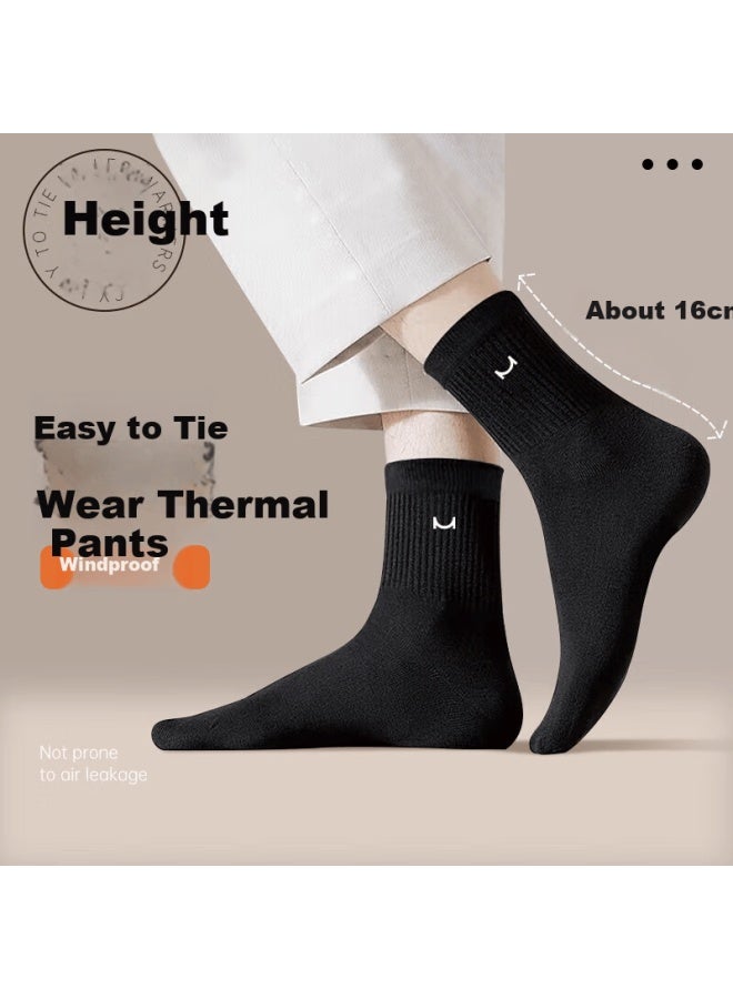 Miyou 5 Pairs Men's Autumn Winter Cotton Socks 7a Antibacterial Mid-calf Casual Socks - Image 1