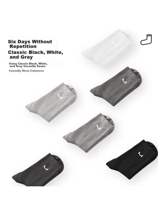 Miyou 5 Pairs Men's Autumn Winter Cotton Socks 7a Antibacterial Mid-calf Casual Socks - Image 3