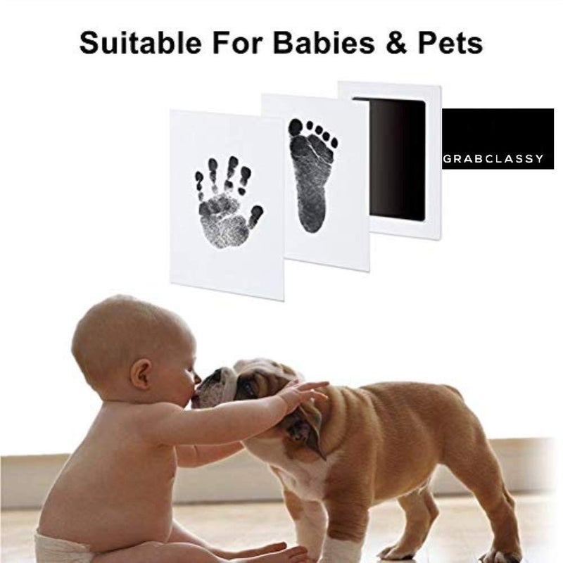 Grab Classy - Safe Inkless“Clean-Touch”Baby Handprint and Baby Footprint Ink Pad with Imprint Cards, 100% Non-Toxic & Mess Free Safe for Newborn Baby and Toddlers （Black） (Black) - Image 5