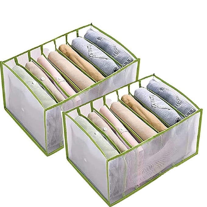 HEAVY 7 COMPARTMENT ORGANIZER HEAVY QUALITY ORGANIZER STORAGE FOR WARDROBE FOLDING CLOTHES DRAWER SEPARATOR ORGANIZER WASHABLE STORAGE CONTAINERS BEDROOM CLOSET FOR TSHIRT JEANS1 PCS